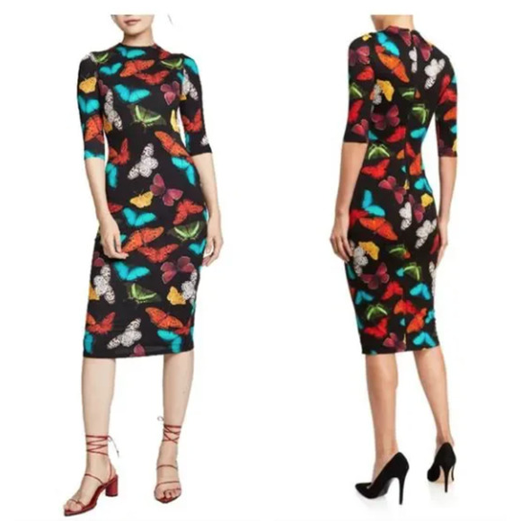 Alice & Olivia Delora butterfly midi dress 8 - Picture 1 of 7